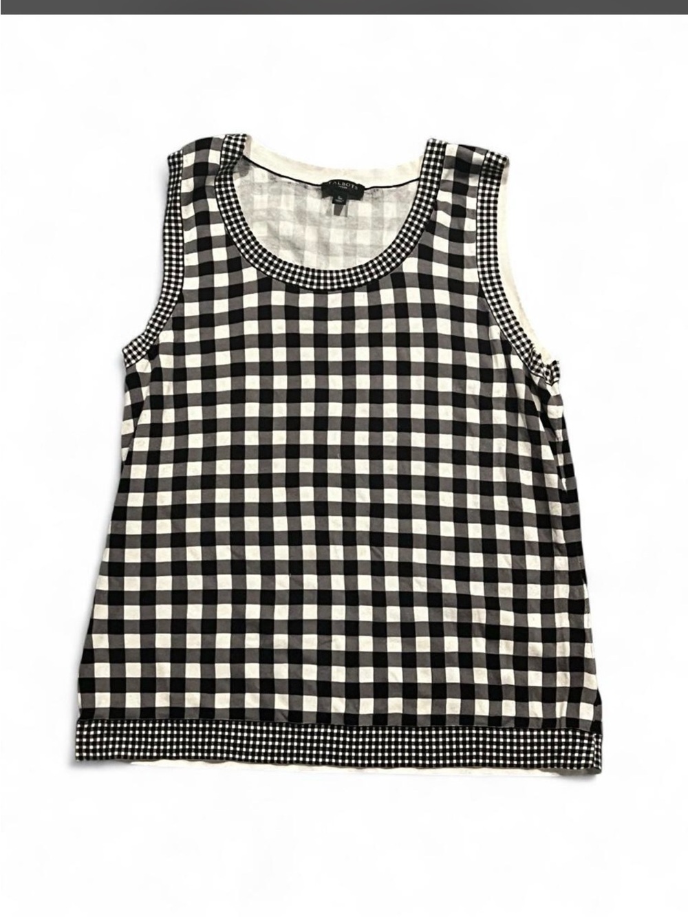 Talbots Black and White Gingham Tank Top